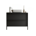 Mobile bagno nero frassinato con cassetti e lavabo appoggio incluso 79x78H cm - Nesto