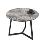 Tavolino da salotto con piano effetto marmo nero arabesque e gambe nere Klint