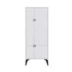 Meuble armoire multi-usages à 4 portes coloris blanc 60x35.6x151H cm - Spotik