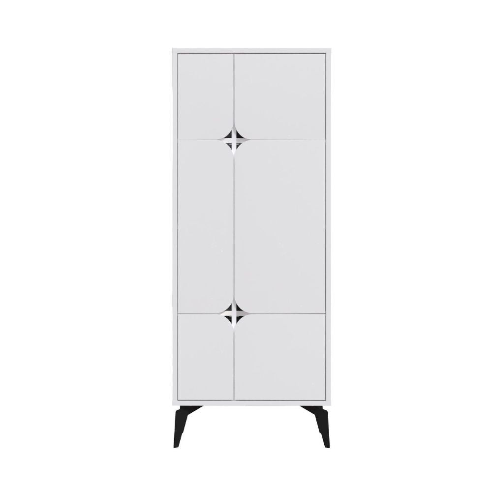 Meuble armoire multi-usages à 4 portes coloris blanc 60x35.6x151H cm - Spotik