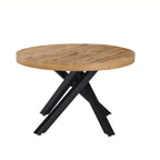 Table ronde extensible avec plateau couleur chêne et pieds noirs 120x75H cm - Mooni