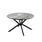 Tavolo rotondo allungabile piano effetto marmo nero arabesque lucido 126x126x76H Dobok