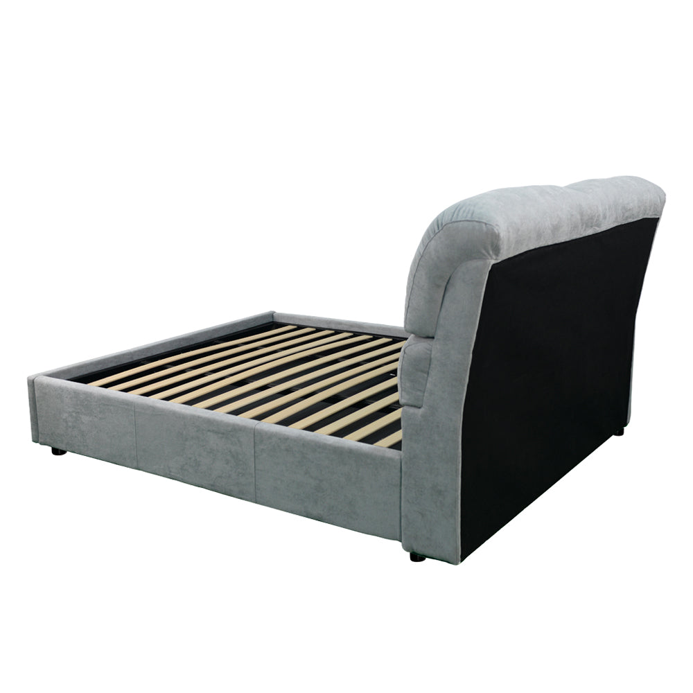 Letto matrimoniale con contenitore in tessuto colore grigio chiaro - Sofaback