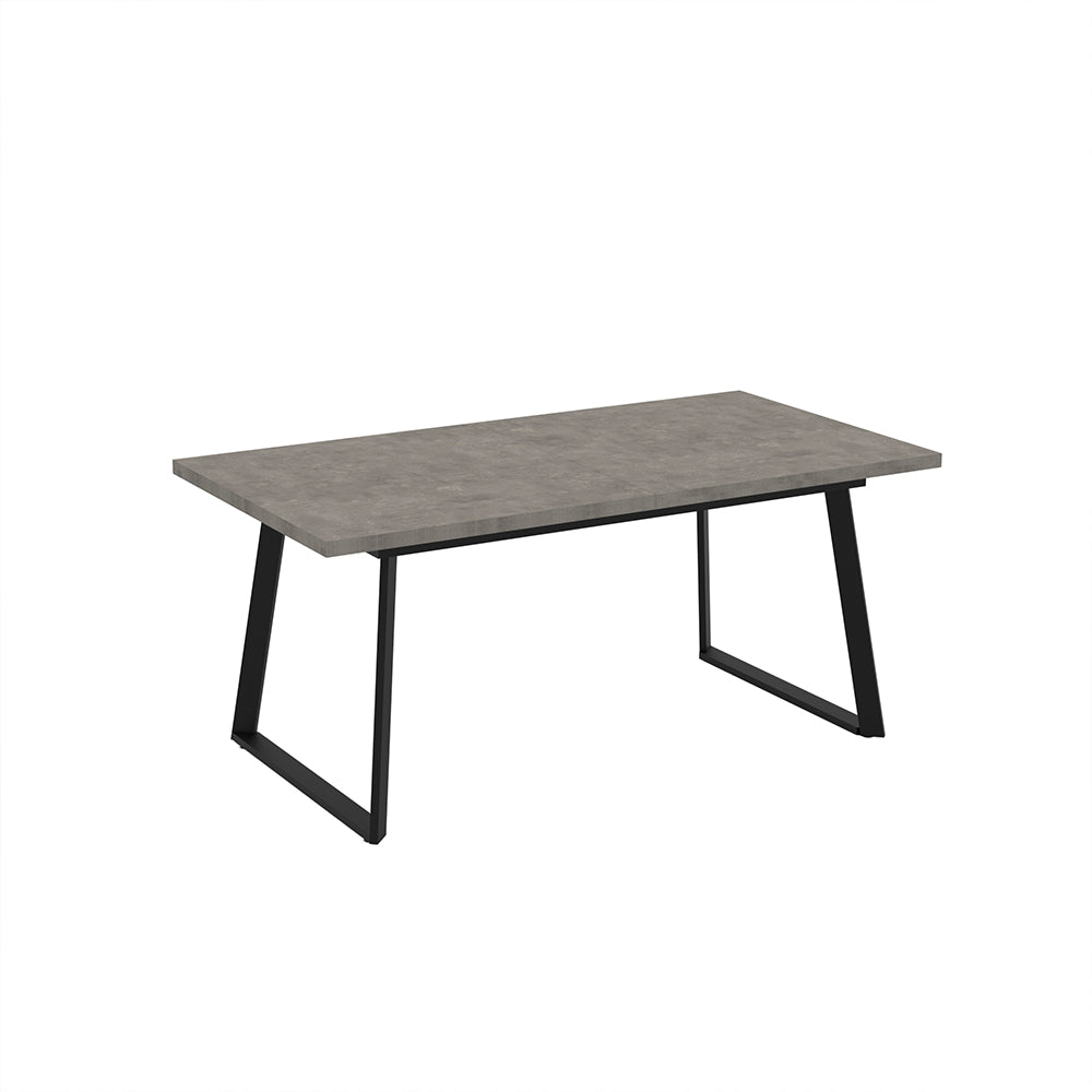 Tavolo allungabile piano grigio cemento e gambe in metallo nero 170x90x75h Lavinya