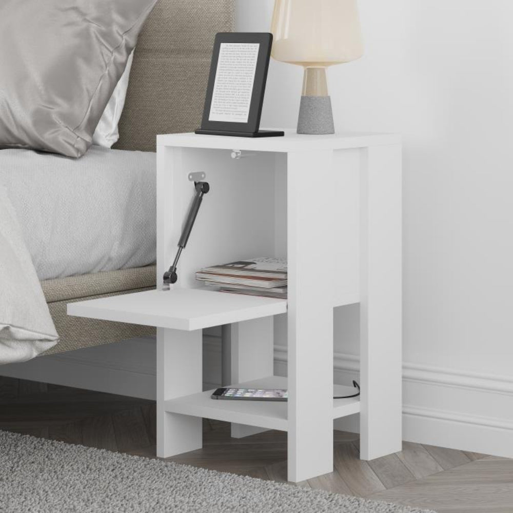 Comodino 30x55h colore bianco con anta ribalta - Ema