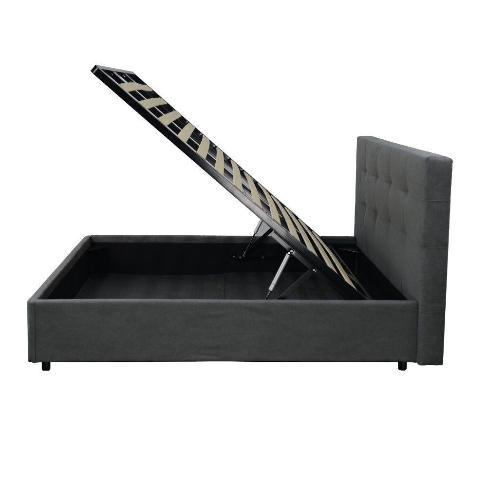 Letto singolo contenitore in tessuto colore grigio - Ascoli