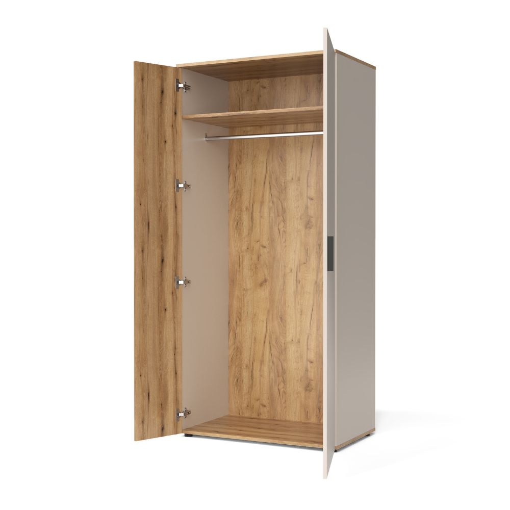 Armadio 2 ante in cashmere e listelli verticali rovere evoque 90x55x195 Frezo08