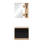 Mobile ingresso con specchio, appendiabiti e scarpiera colore rovere e nero Limone41A