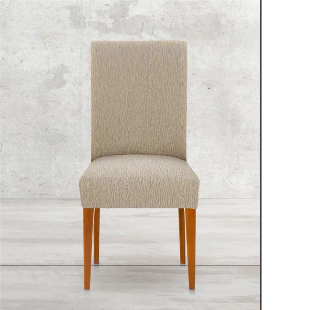 Stuhlhussen aus elastischem Stoff, beige, Troya