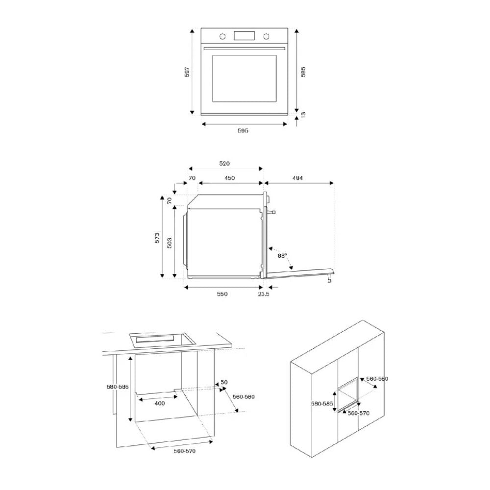 Forno a incasso pirolitico classe A++ con display LCD colore zinco Bertazzoni F6011MODPLZ