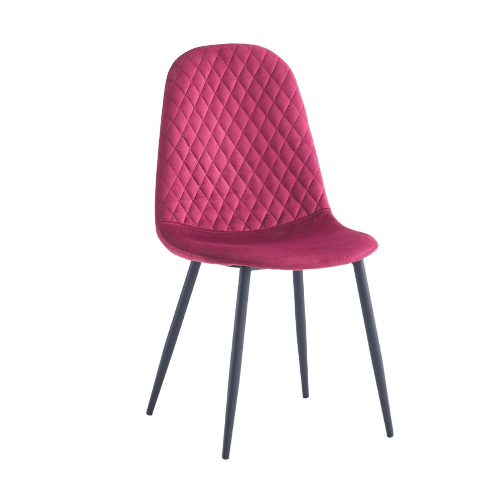 Lot de 4 chaises rembourrées Bretta avec dossier capitonné velours rouge