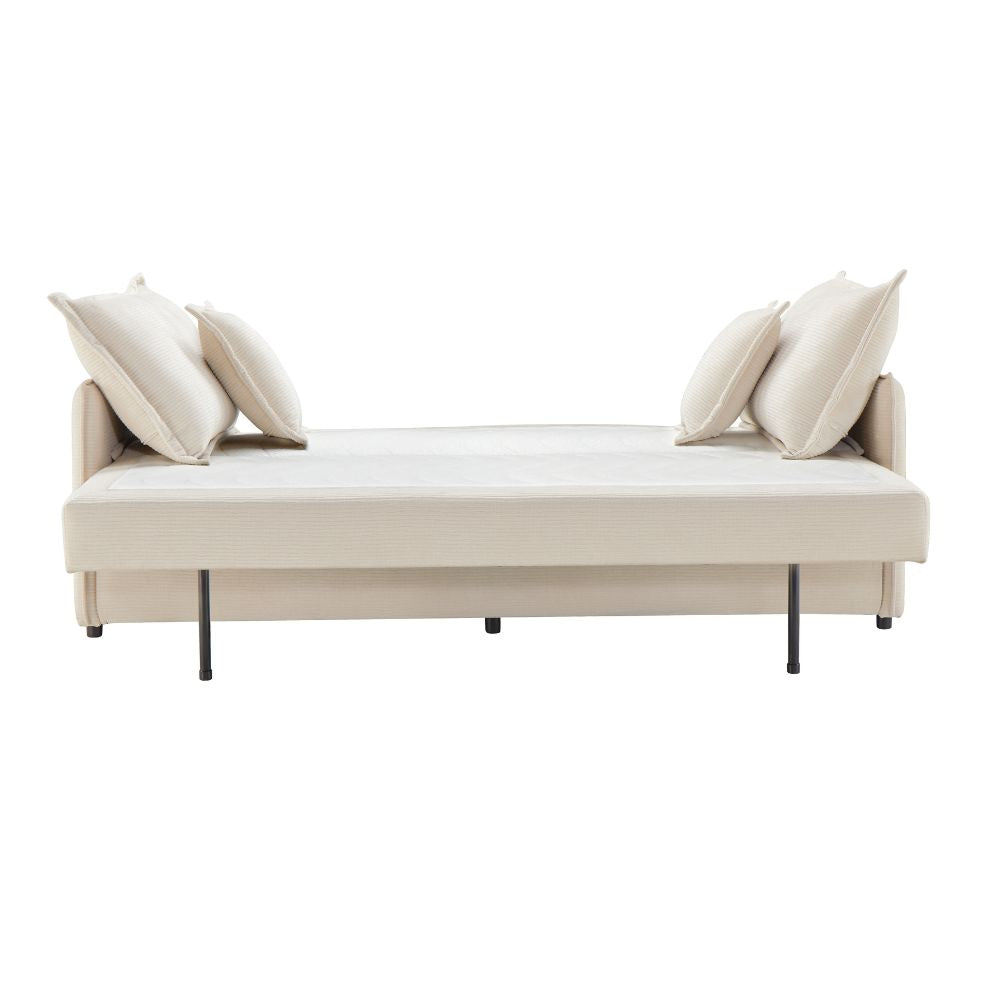 Divano letto con contenitore tessuto colore panna 217x95H cm - Gioia