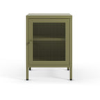 Comodino in metallo verde con anta reticolata 40x35x60H Fayna
