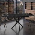 Tavolo allungabile piano effetto marmo nero e oro e gambe in metallo nero 145x90x76H Filis