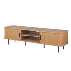 Mobile porta Tv con ante scorrevoli listellate e vani a giorno colore rovere oak 160x40x45H Kajsa56b