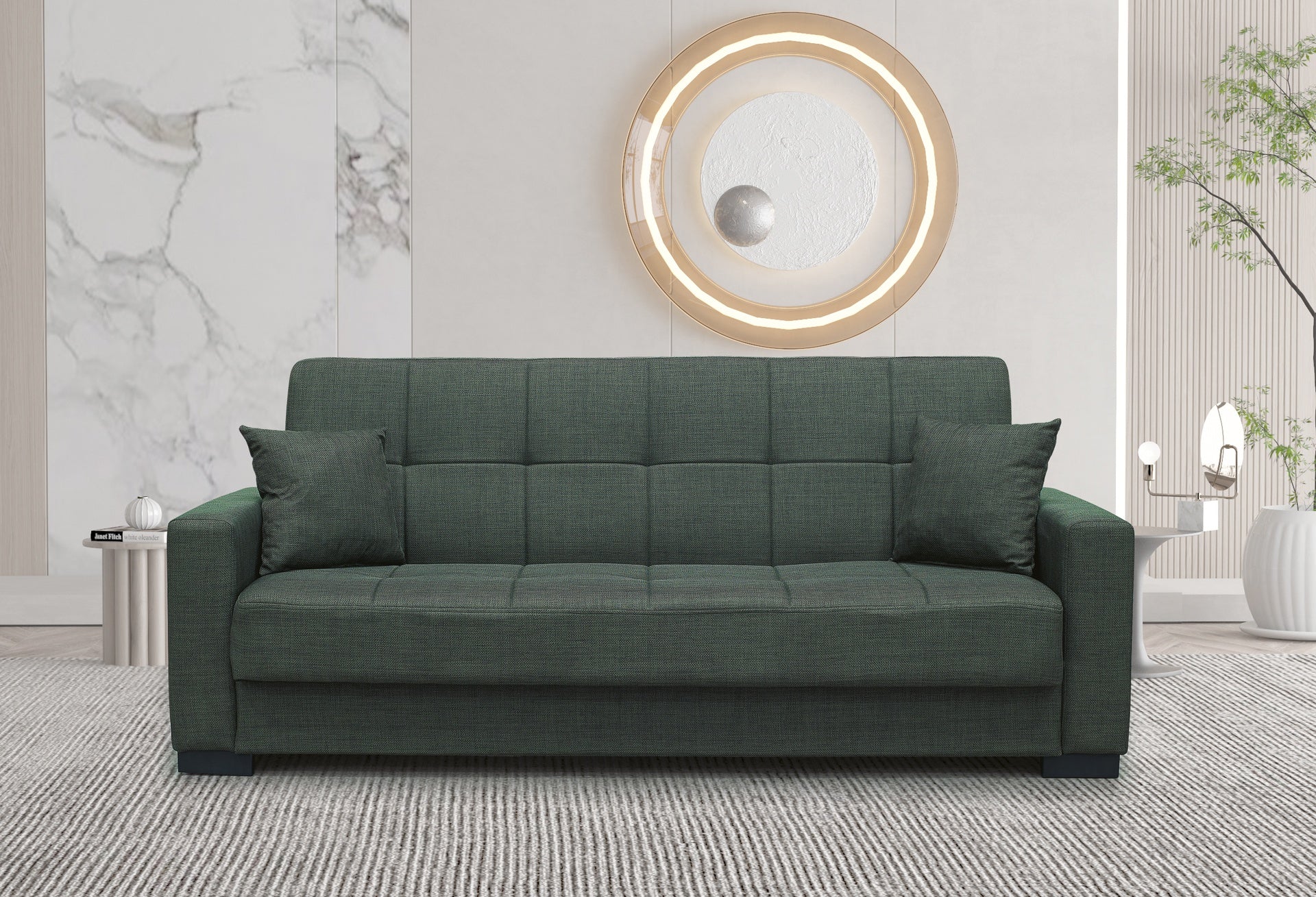 Schlafsofa 3-Sitzer mit Stauraum olivgrüner Stoff 225 cm - Malpensa