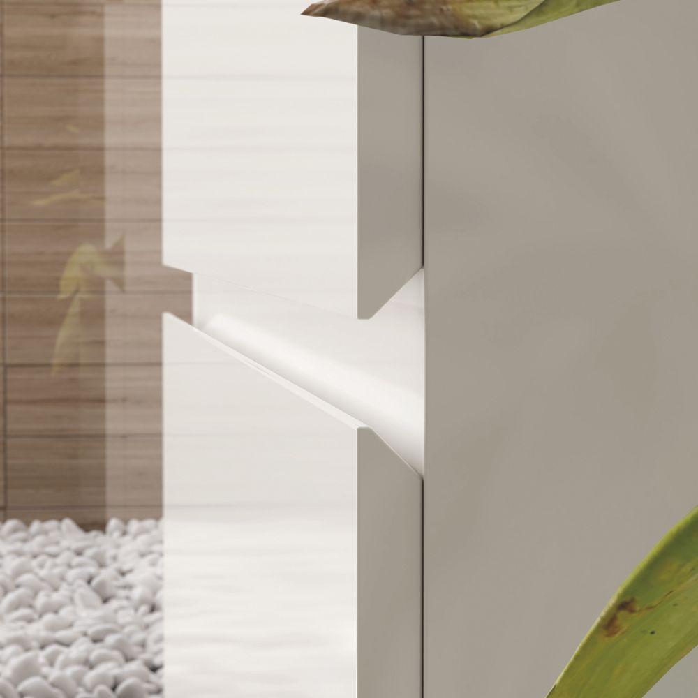 Hängender Badezimmerschrank 100 cm mit 2 Schubladen und Waschbecken inklusive, Farbe Weiß lackiert - Mances