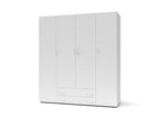 Kleiderschrank mit 4 Türen und 2 Schubladen, weiß, 160x177H cm - Seba 4