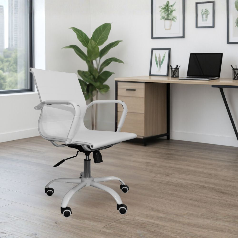 Poltrona ufficio con schienale ergonomico e ruote colore bianco H91 Nuvia