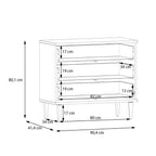 Cassettiera 3 cassetti in rovere con dettagli effetto Rattan 90.4x41.4x80H Livia