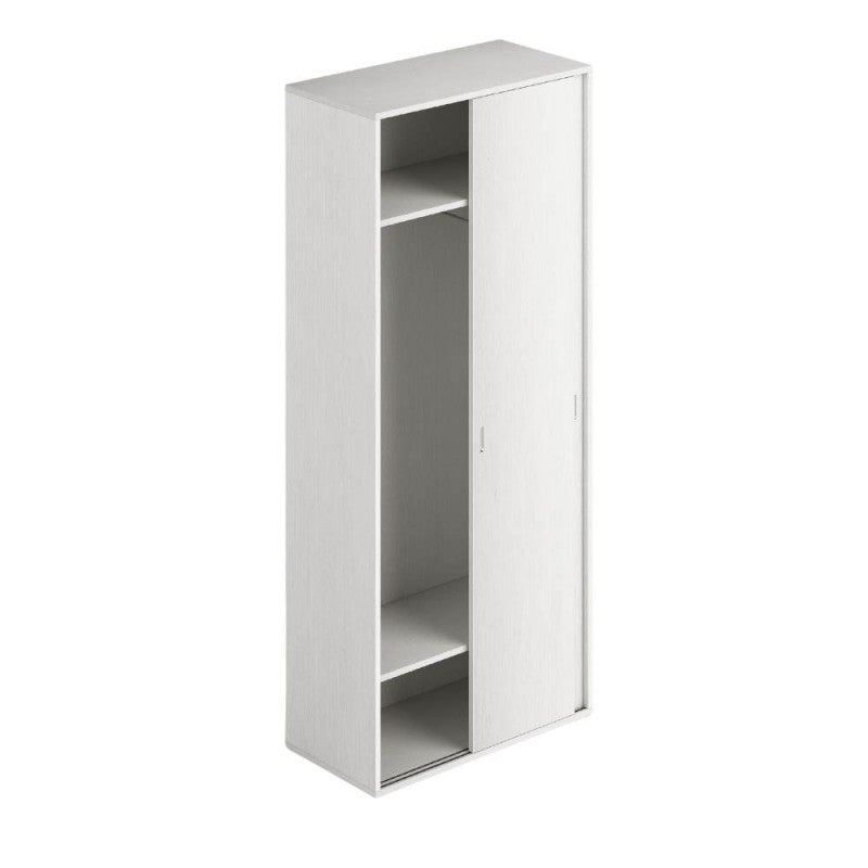 Armadio a due ante scorrevoli con appendiabiti colore bianco frassinato 90x43x212H cm