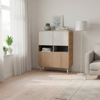 MDO295772 MEUBLE MULTIUSAGE NUBO STRUCTURE CHÊNE SEPET AVEC DEUX PORTES SANDSTONE
