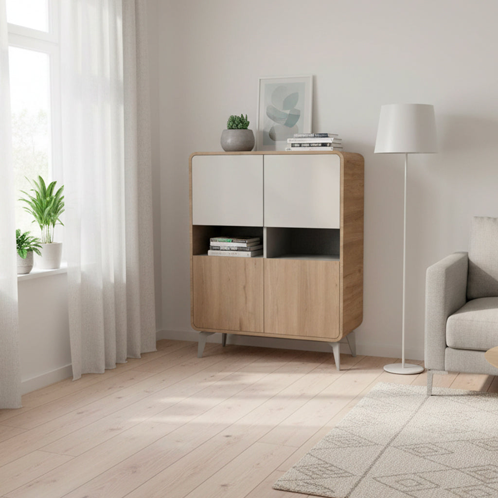 MDO295772 MEUBLE MULTIUSAGE NUBO STRUCTURE CHÊNE SEPET AVEC DEUX PORTES SANDSTONE