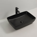 Lavabo da appoggio in ceramica nero opaco senza foro miscelatore 59x40x14.5H 9440B