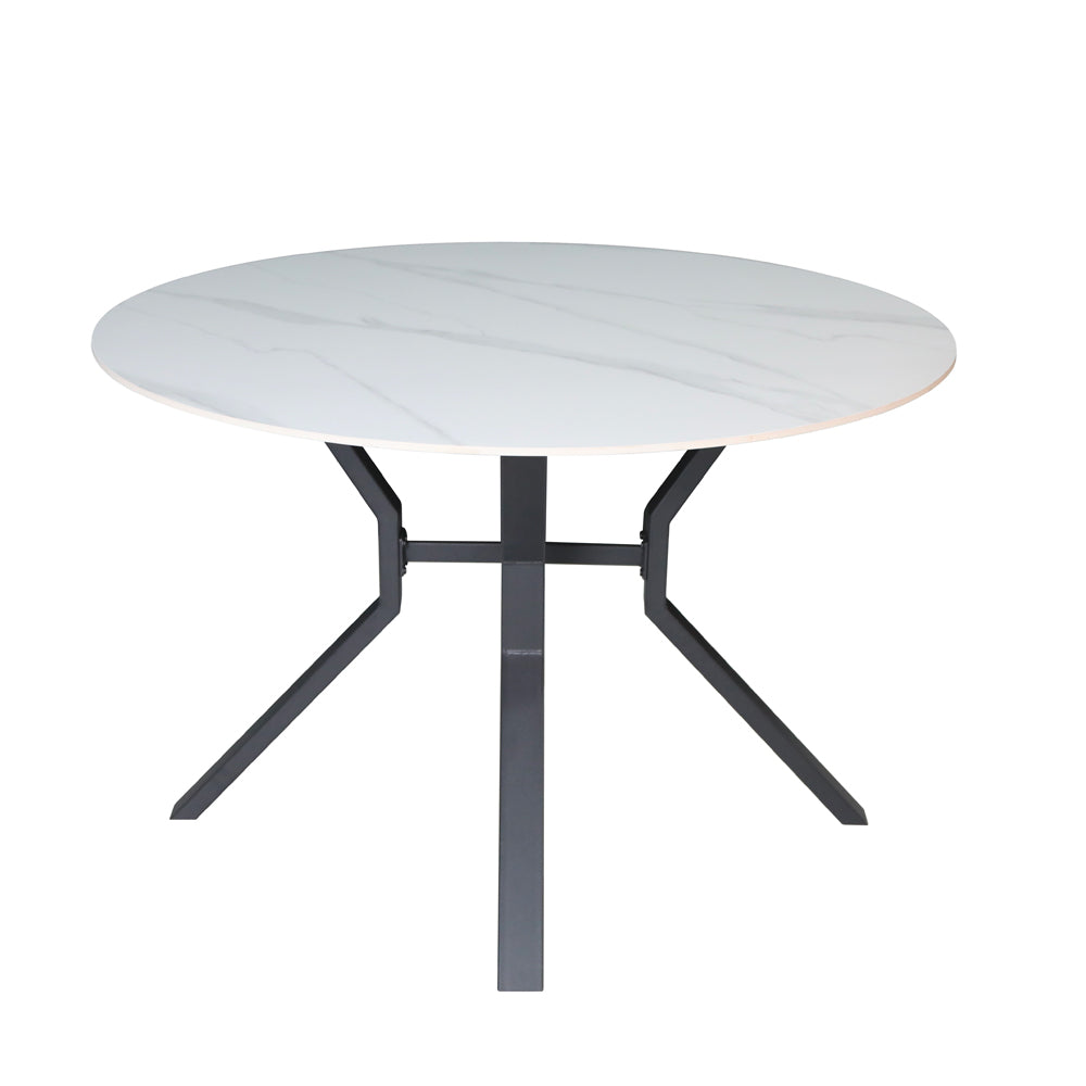 Tavolo rotondo Ø120 con piano in ceramica bianco lucido e struttura nera Aurora