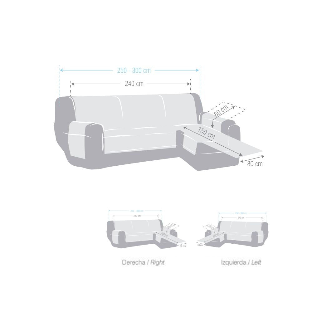 Sofabezug 240 cm für Sofa mit rechter Halbinsel, Farbe Grau - Valeria