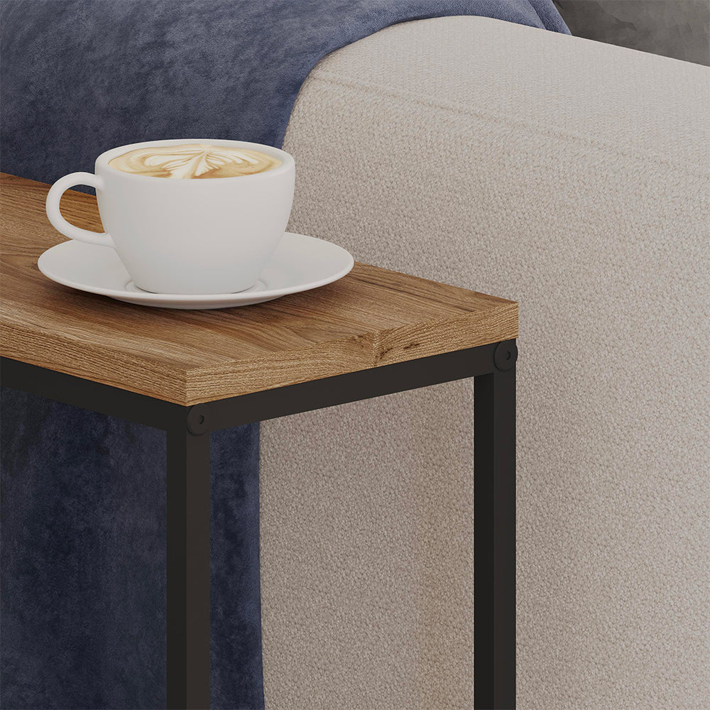 MSH294002 TABLE BASSE LIDO CHÊNE DEEP OUD ET STRUCTURE MÉTAL NOIR
