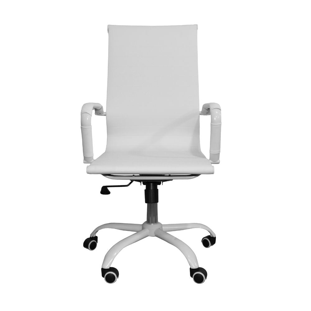 Poltrona ufficio con schienale ergonomico e ruote colore bianco H105 Nuvia