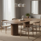 Tavolo rettangolare fisso piano noce e basi in legno cannettati 200x100x76H Oslo