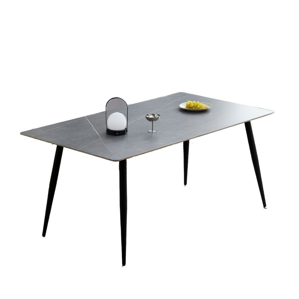 Tavolo con top ceramica effetto marmo grigio cemento 160x90 cm - Mila