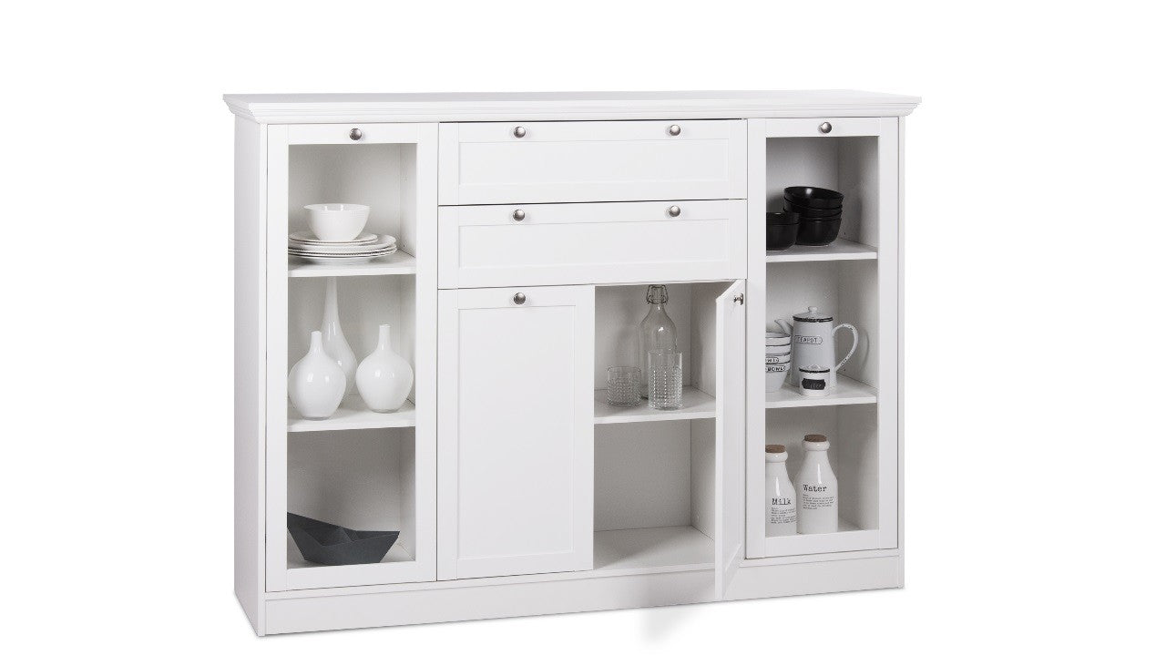 Credenza Landwood 53 bianca con vetrina