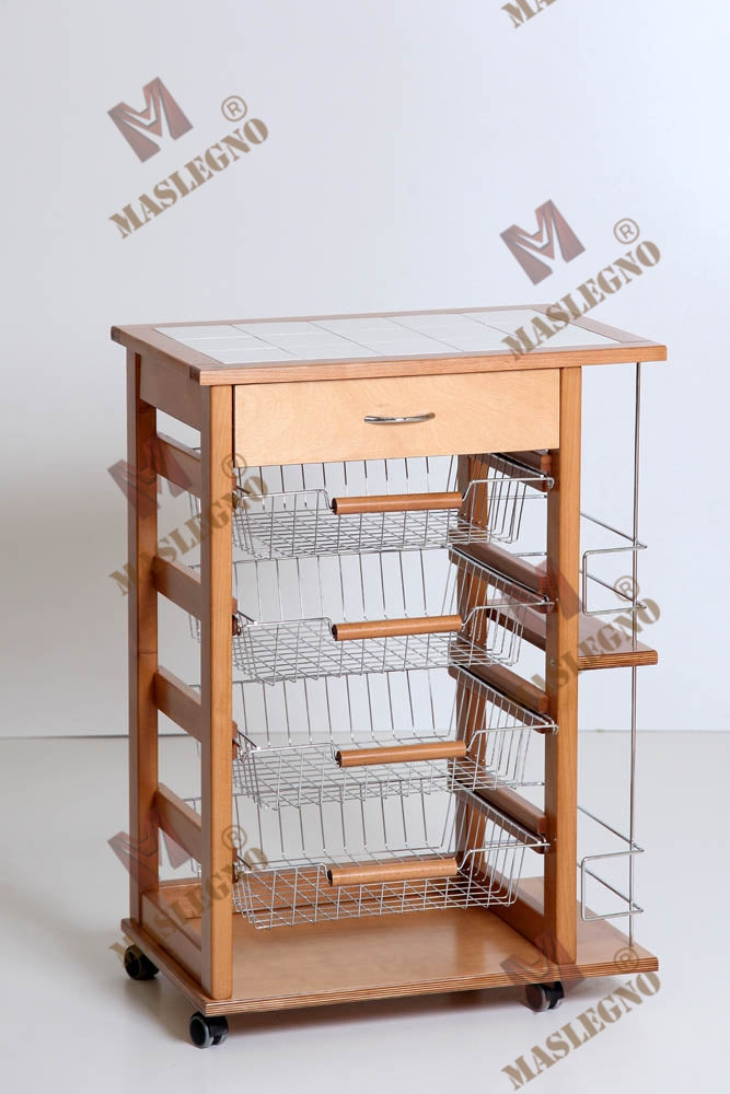 Desserte de cuisine avec paniers coulissants et porte-bouteilles - Vesuvio