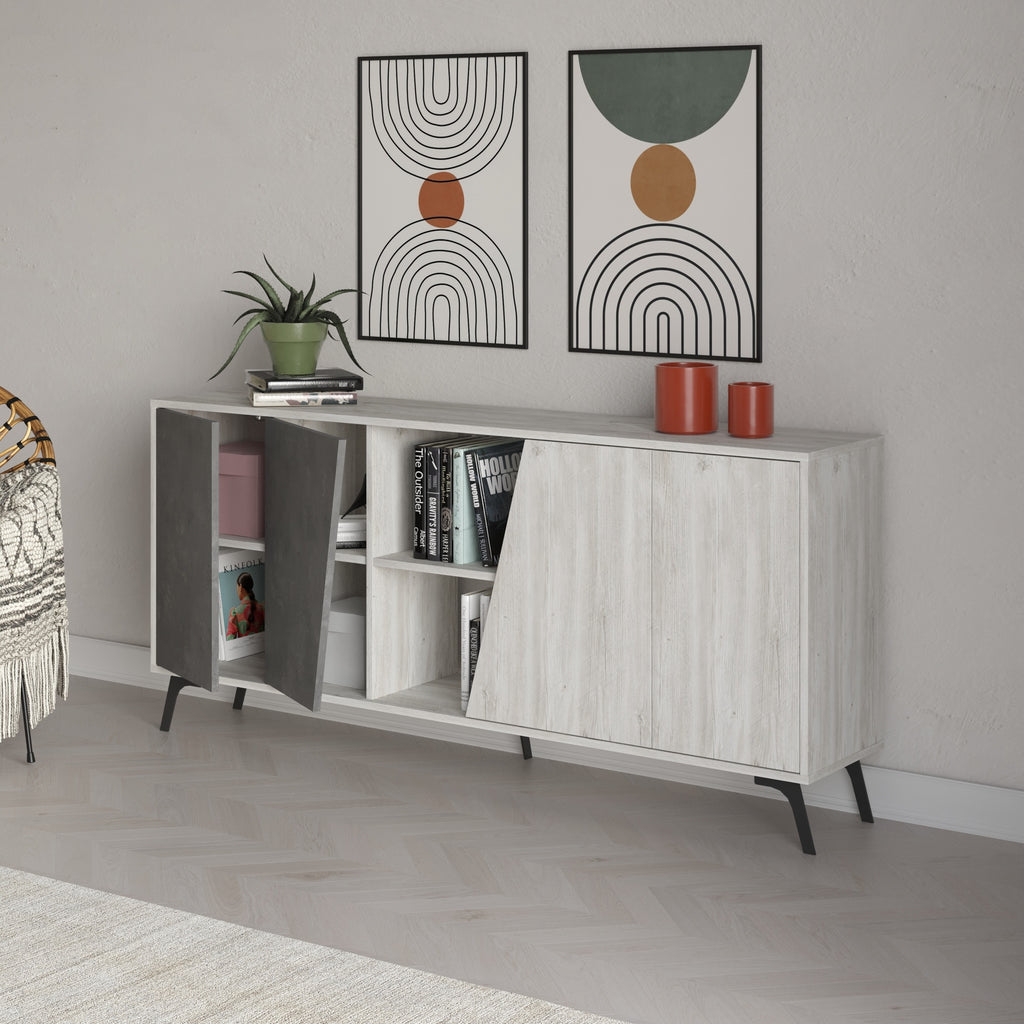 Madia con ante colore rovere e antracite 180 cm - Fiona