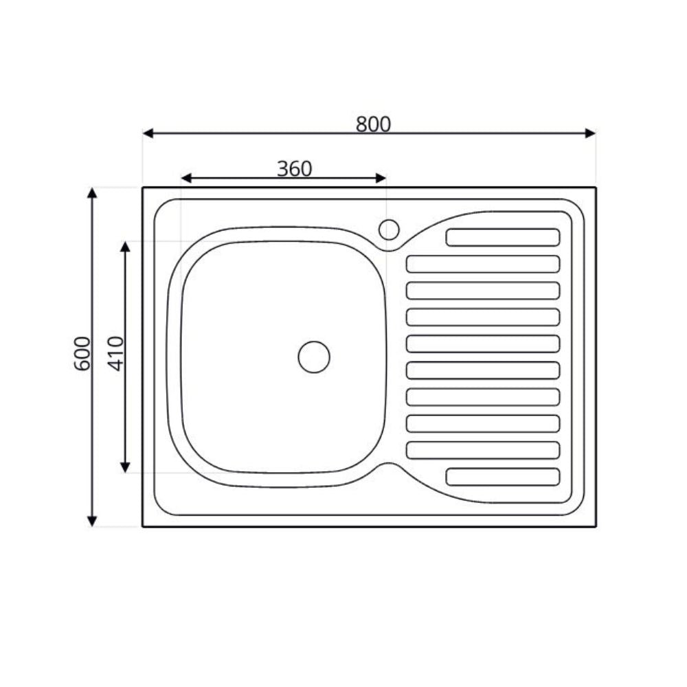 Lavello cucina da appoggio una vasca con gocciolatoio sinistro 80x60 cm - Samet SA30SX