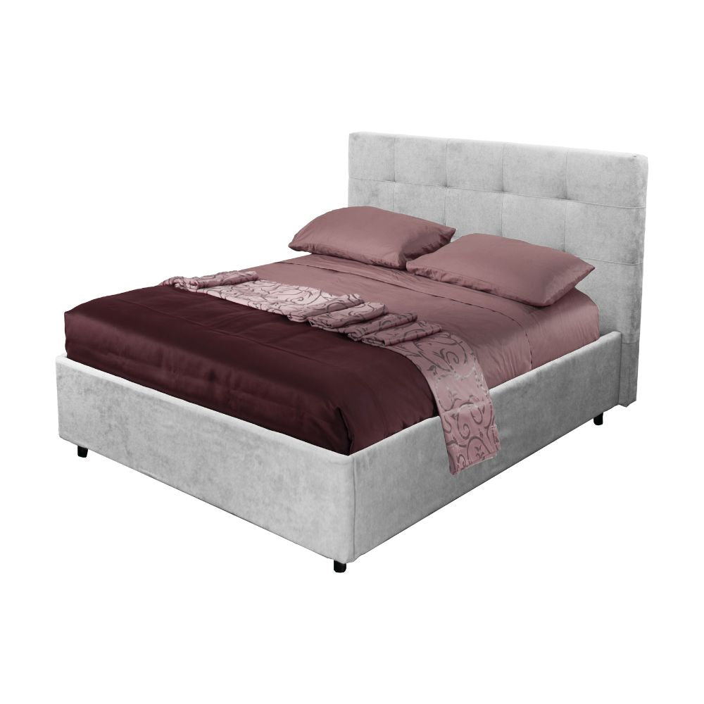 Letto una piazza e mezza con contenitore Ascoli 142x210x110H tessuto Enjoy colore grigio