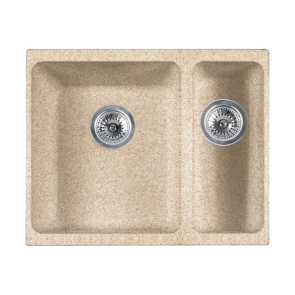 Lavello cucina 2 vasche sottotop fragranite avena 55.8x46 cm. Franke Kubus KBG 160