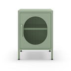Comodino in metallo con anta reticolata colore verde menta Diora