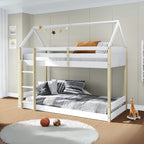Letto a castello a forma di casetta in legno colore bianco - Monteido