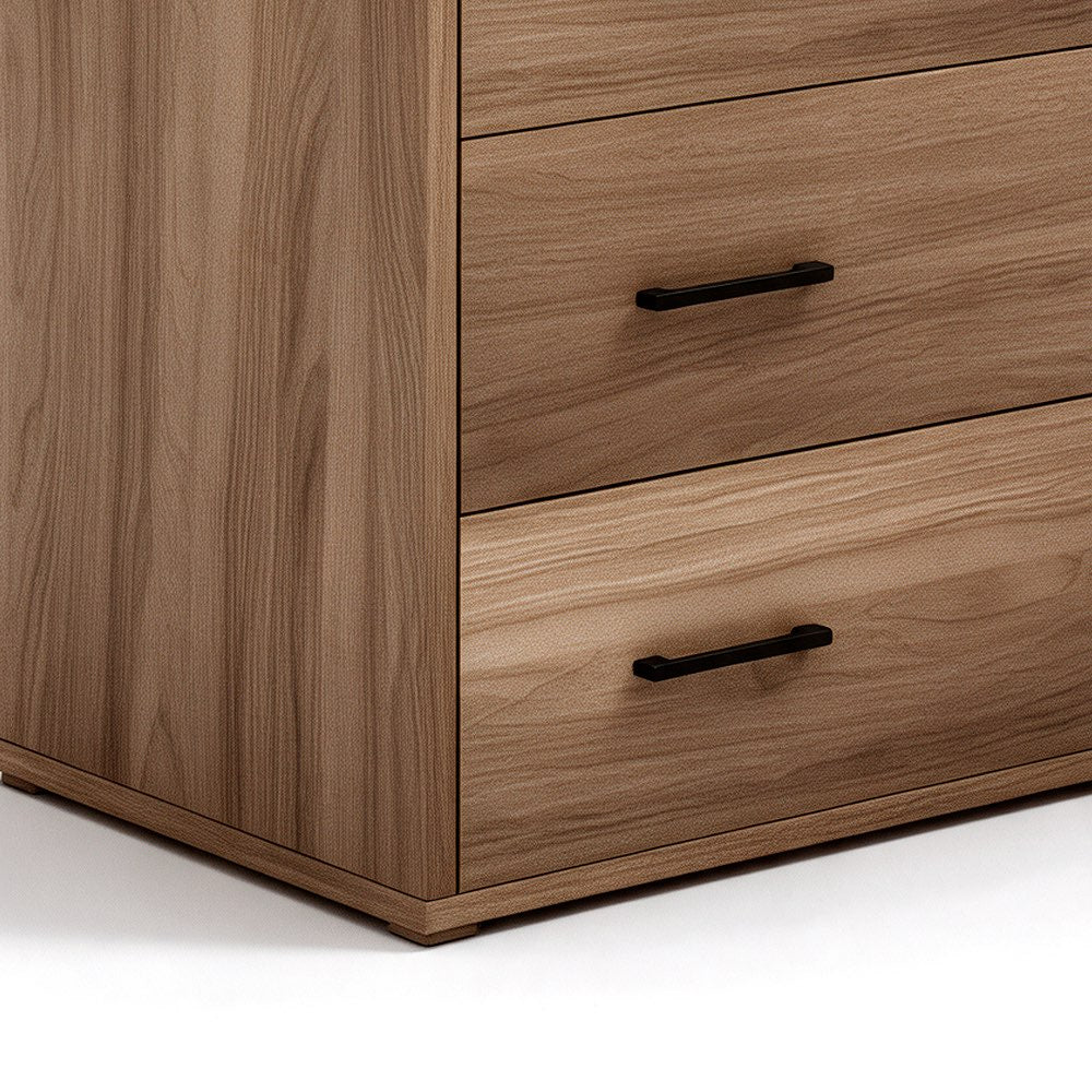 Commode 3 tiroirs coloris noyer naturel 91x45x81H cm