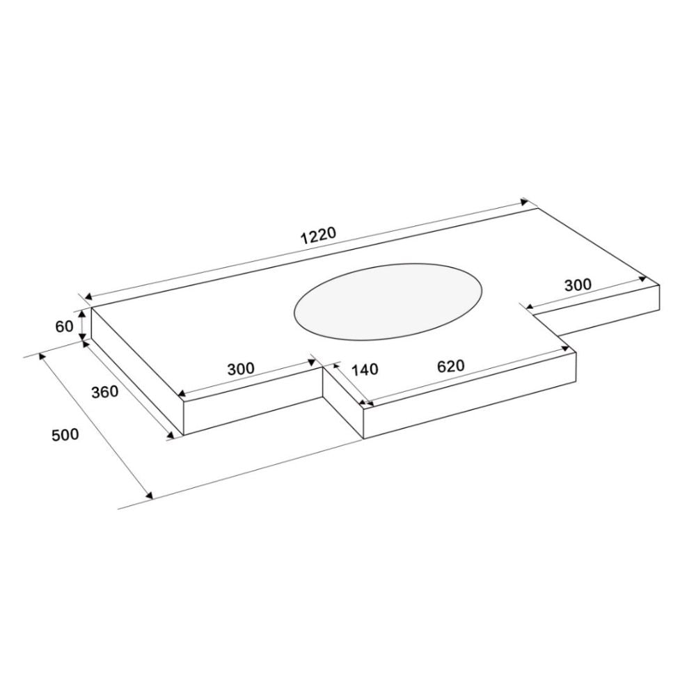 Lavabo da incasso con top in pietra sinterizzata e vasca in ceramica bianco lucido YJ12250