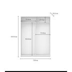 Armadio 2 ante scorrevoli con specchio 150x58x205H colore bianco Zegna