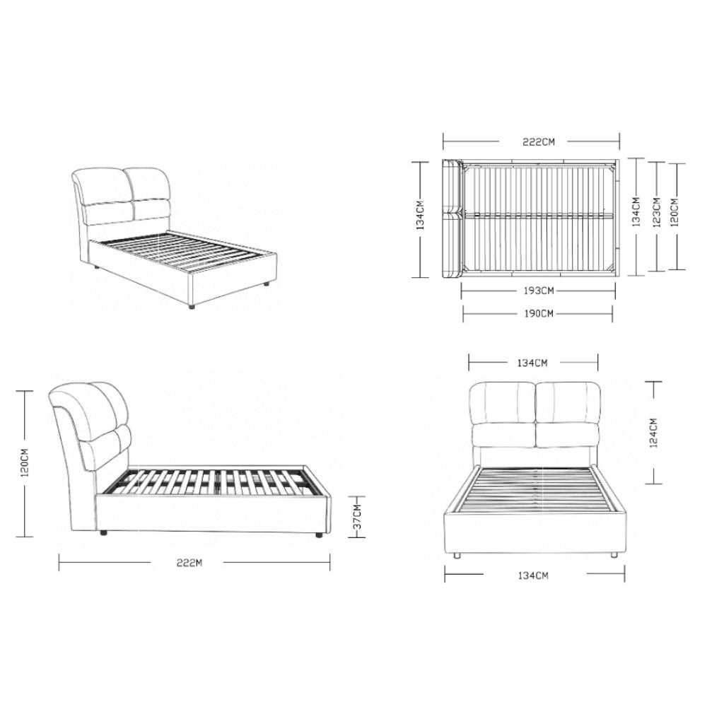 Letto una piazza e mezza contenitore in tessuto Aragon tortora 120x190 Sofaback