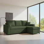 Divano con penisola reversibile funzione letto tessuto verde muschio 225x148x91H Golf