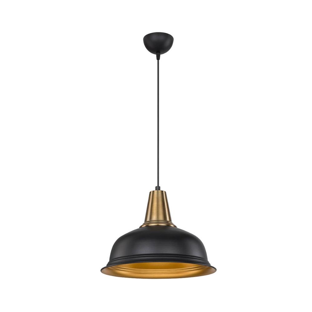 Lampada a sospensione 87h cm in metallo colore nero interno oro Rena