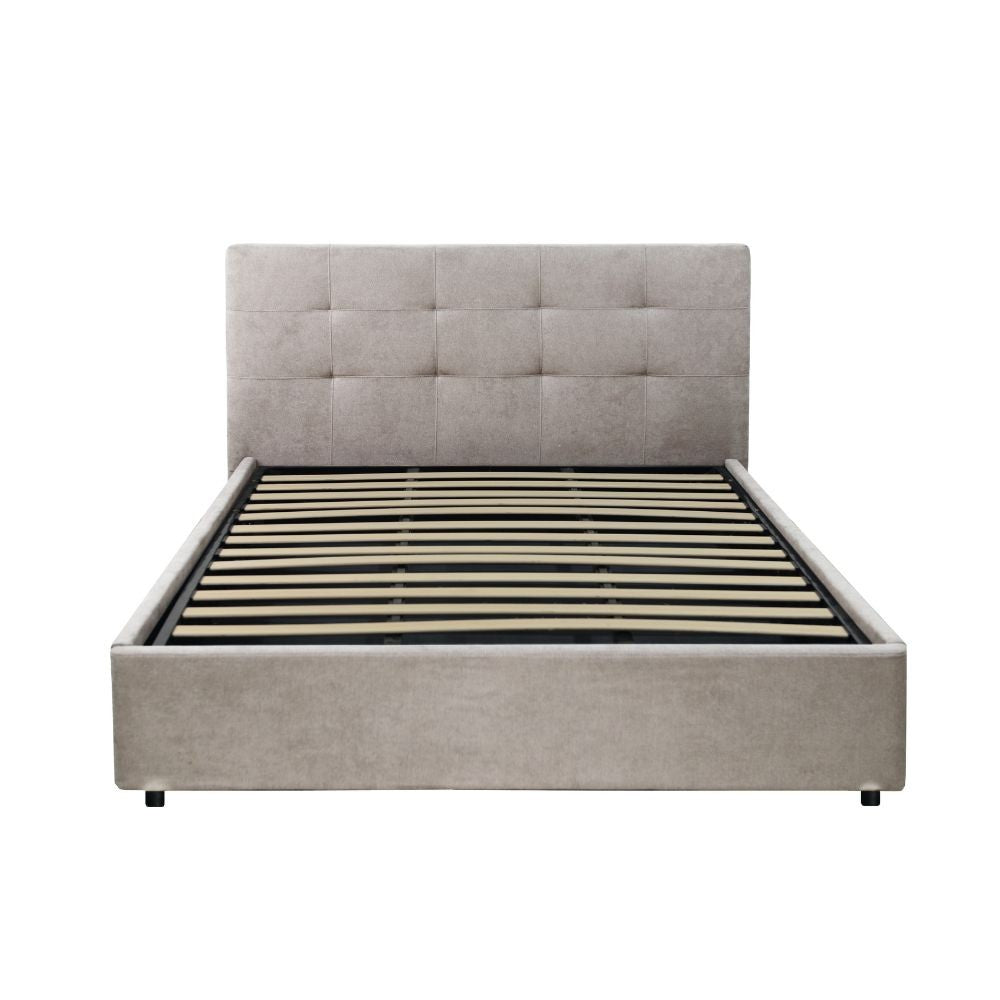 Letto una piazza e mezza con contenitore Ascoli 142x210x110H tessuto Enjoy colore tortora