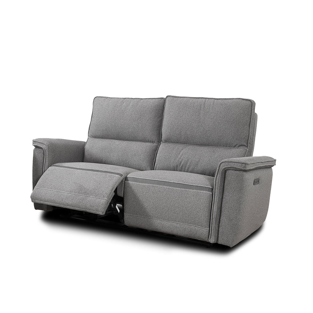 Divano recliner elettrico 2 posti tessuto grigio 164 cm Velveta